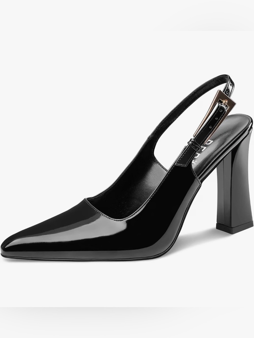 Amazon Black Patent Slingback Pointed Toe Heel NWOT 9M